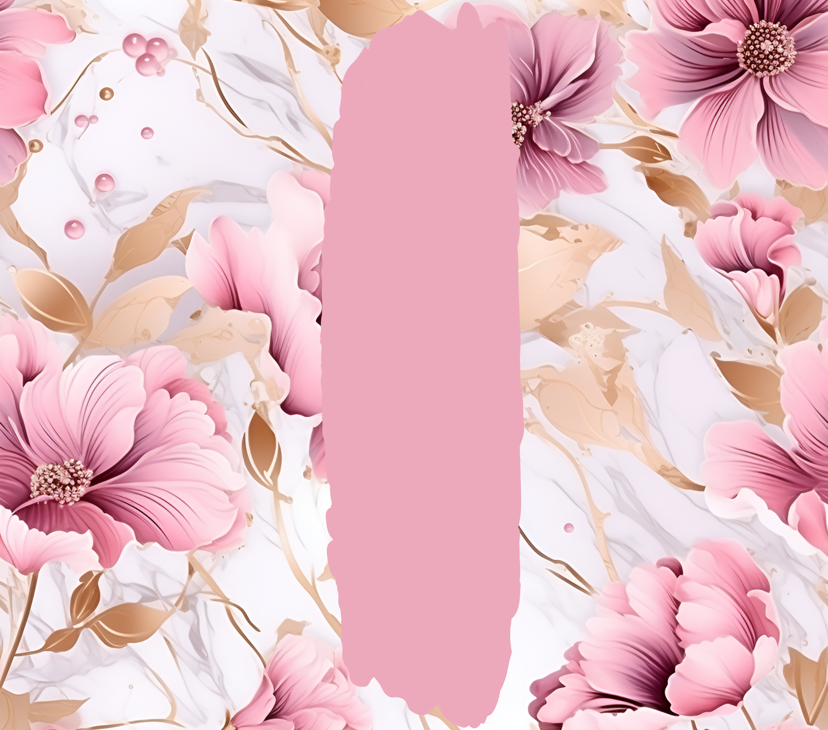 Pink Gold Watercolor Floral Tumbler - Customizable