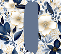Navy Cream Gold Floral Tumbler - Customizable