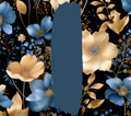 Blue Gold Champagne Black Floral Tumbler - Customizable