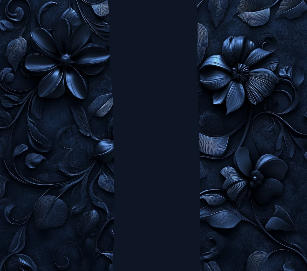 Dark Navy 3D Floral Relief Tumbler - Customizable