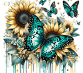 Teal Butterfly Sunflower