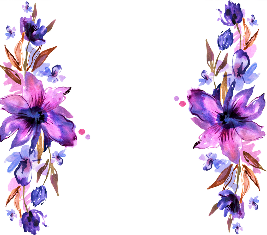 Purple Pink Watercolor Floral Tumbler - Customizable
