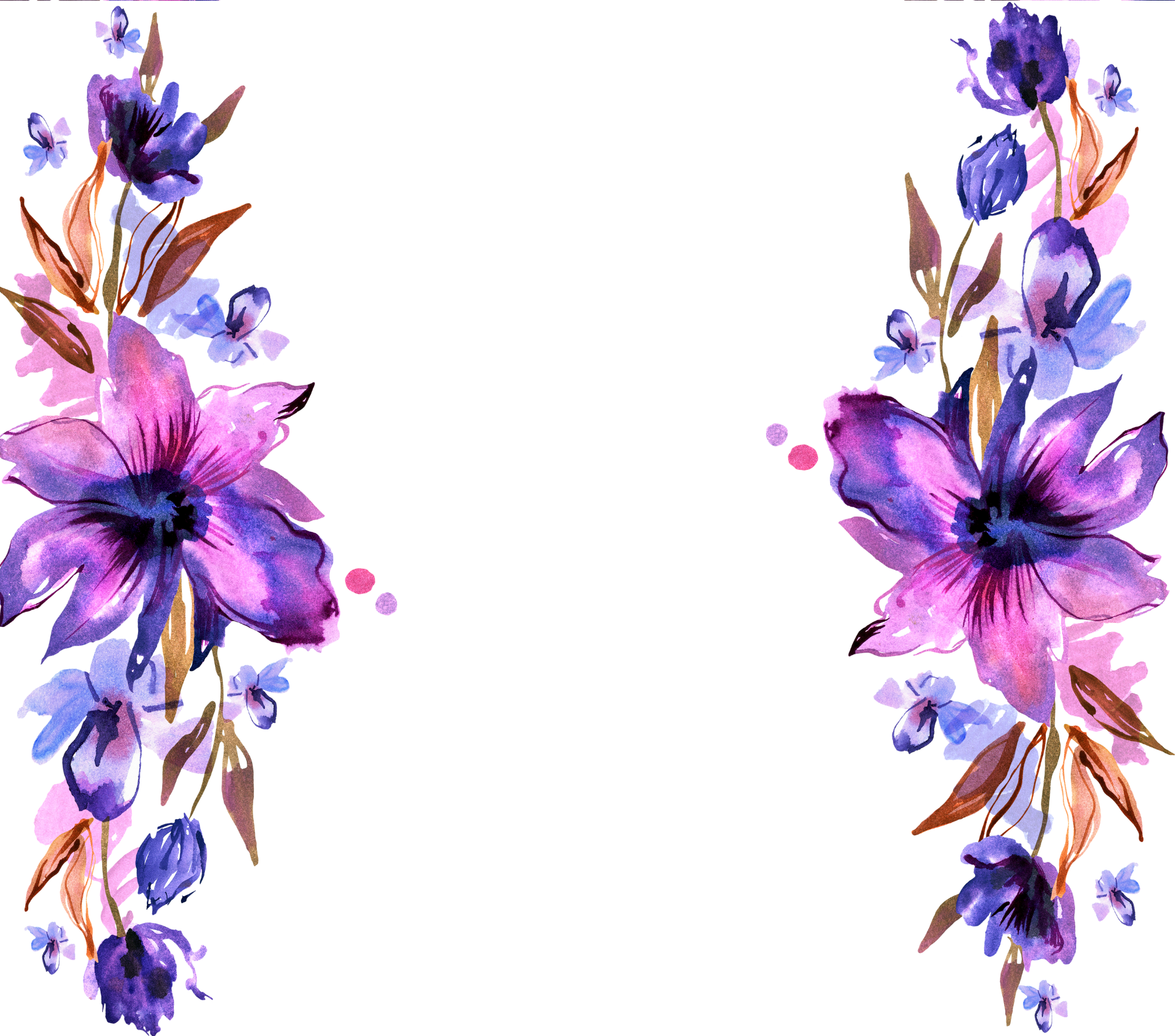 Purple Pink Watercolor Floral Tumbler - Customizable