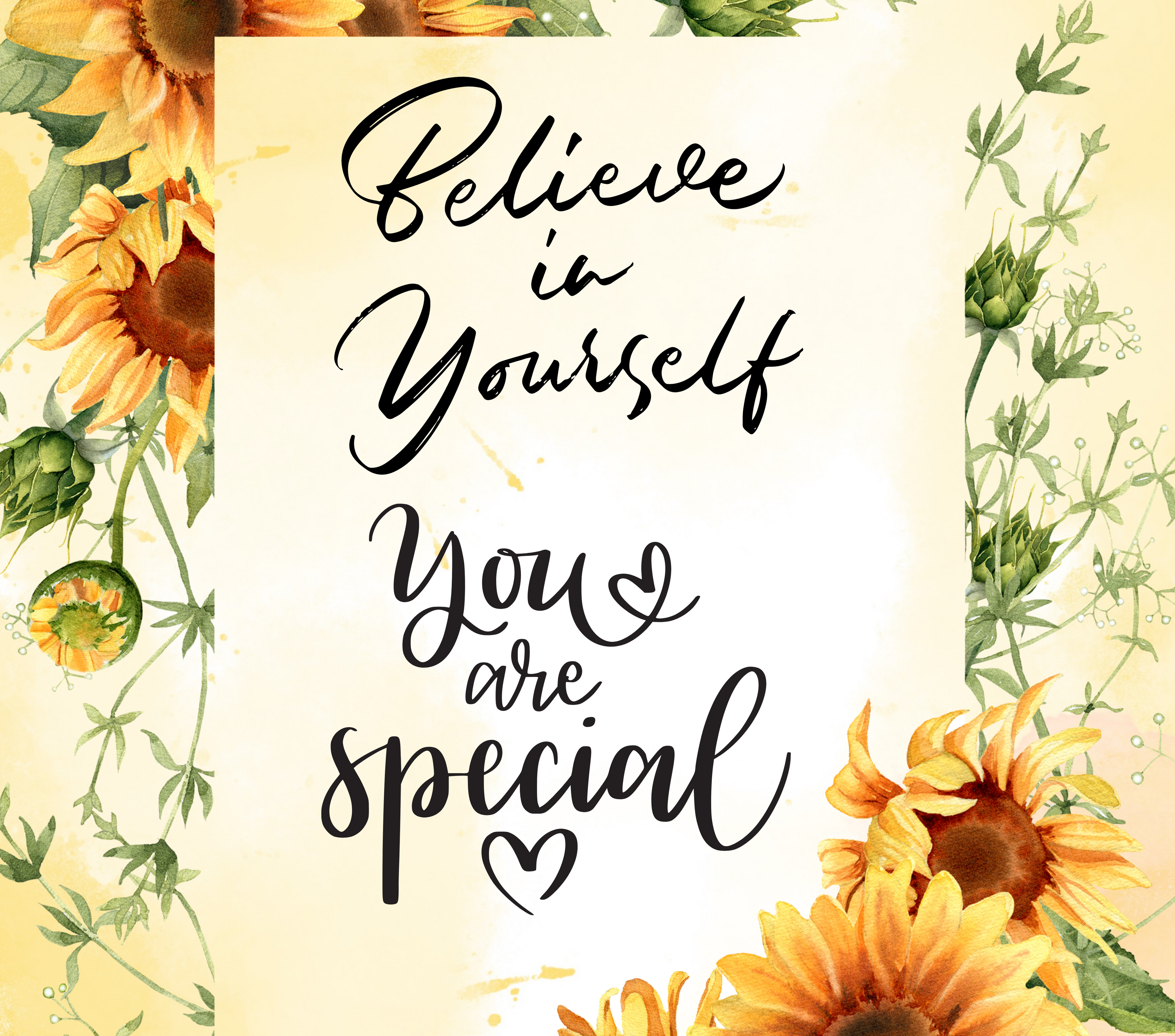 Believe in Yourself Sunflower Tumbler