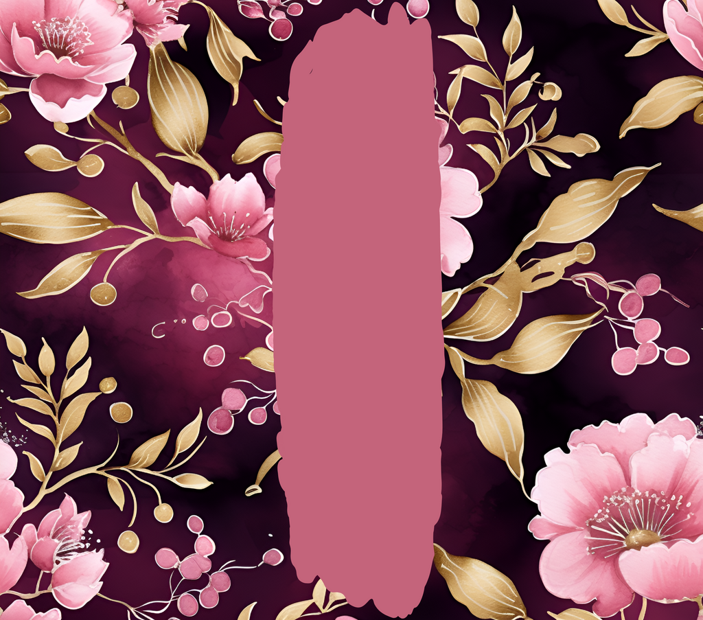 Pink Burgundy Gold Plum Floral Tumbler - Customizable