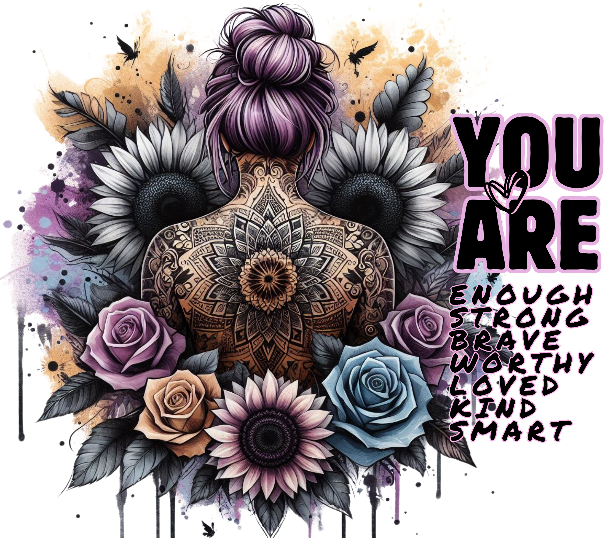 You Are Enough - Mandala Back Tattoo