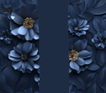 Navy Blue 3D Flowers with Gold Centers - Customizable