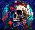 Stained Glass Skull Garden Tumbler