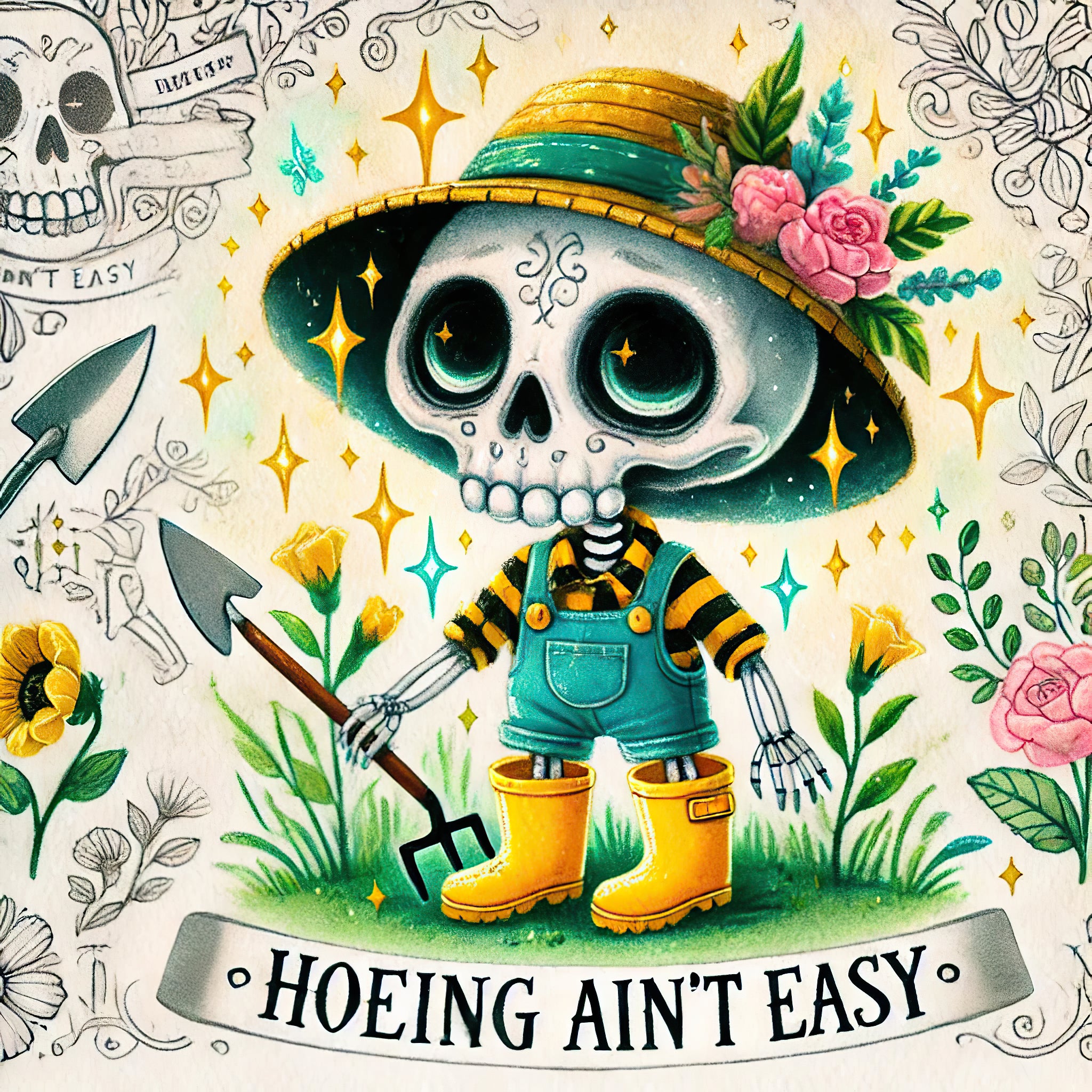 Hoeing Ain't Easy Skeleton Gardener Tumbler