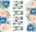 Mama Striped Floral Tumbler - Blue and Peach Watercolor