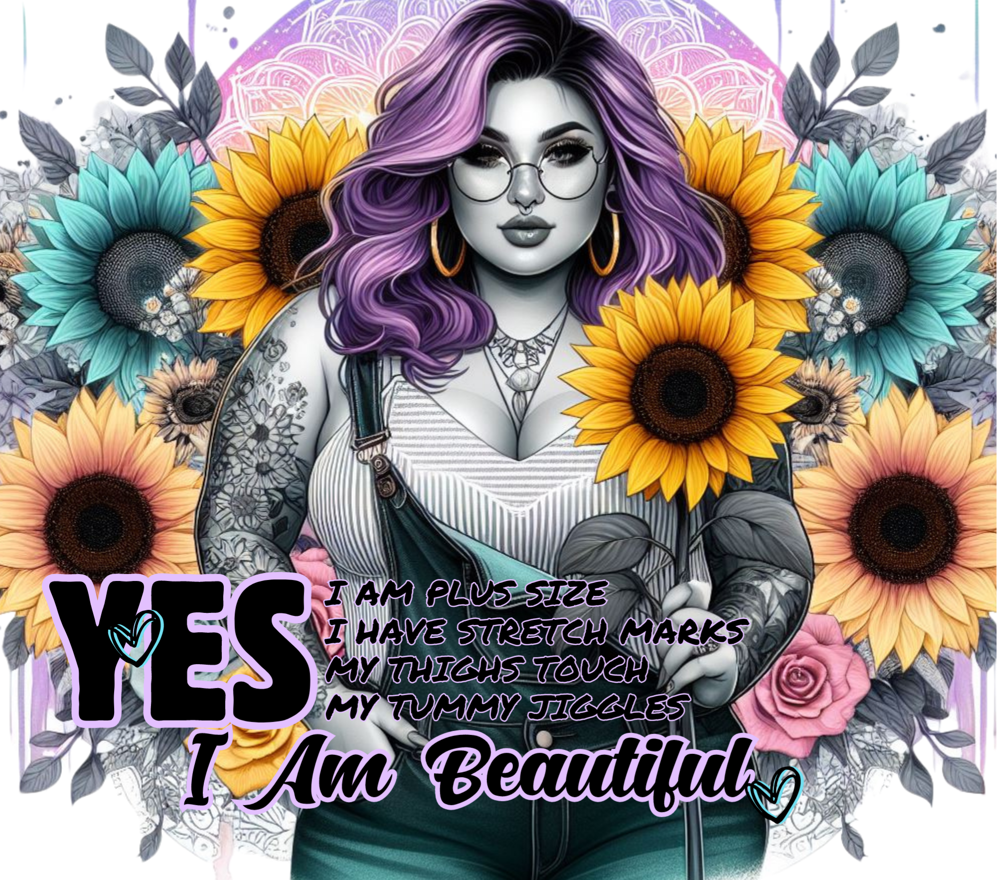 Yes I Am Plus Size, I Have Stretch Marks, My Thighs Touch, My Tummy Jiggles - I Am Beautiful