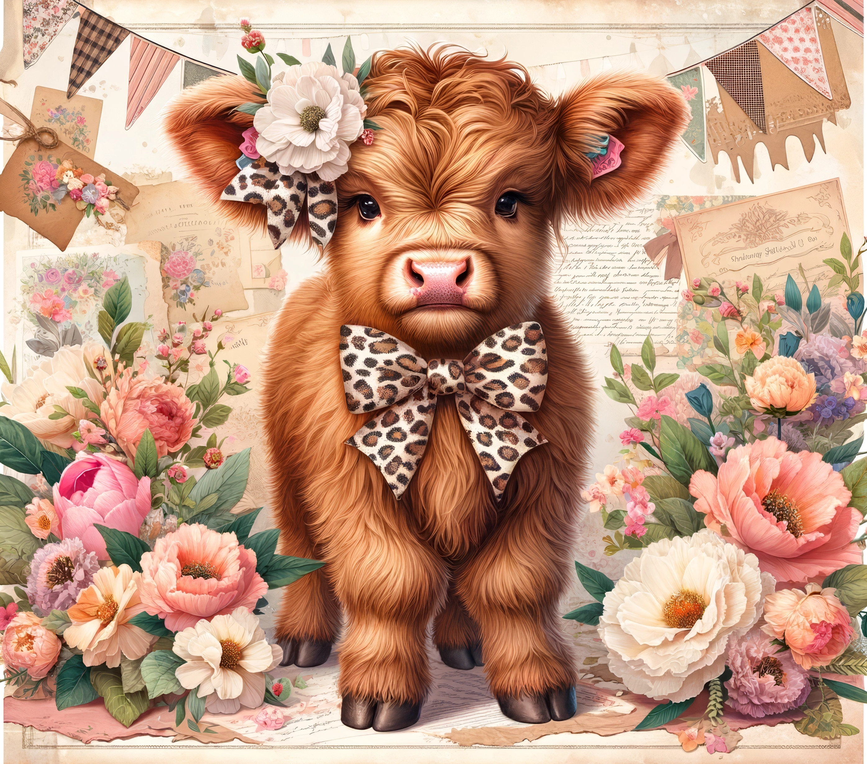 Highland Cow - Vintage Cottage