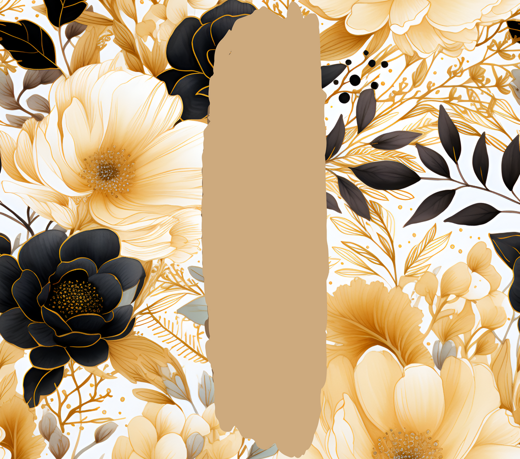 Cream and Black Flowers with Gold Accents - Customizable