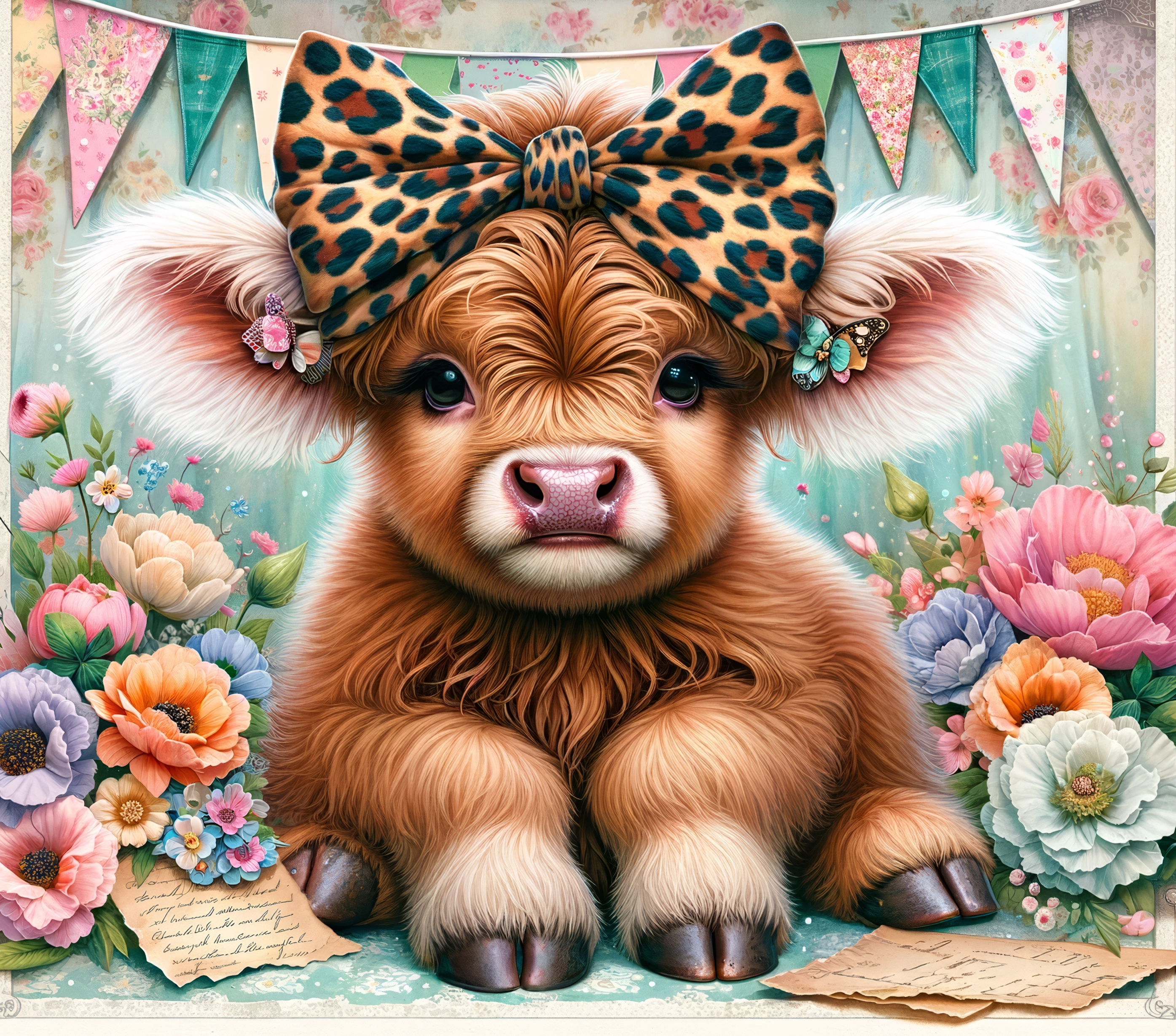 Highland Cow - Butterfly Dreams
