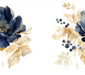 Navy Blue Flowers with Gold Leaves and Berries - Customizable