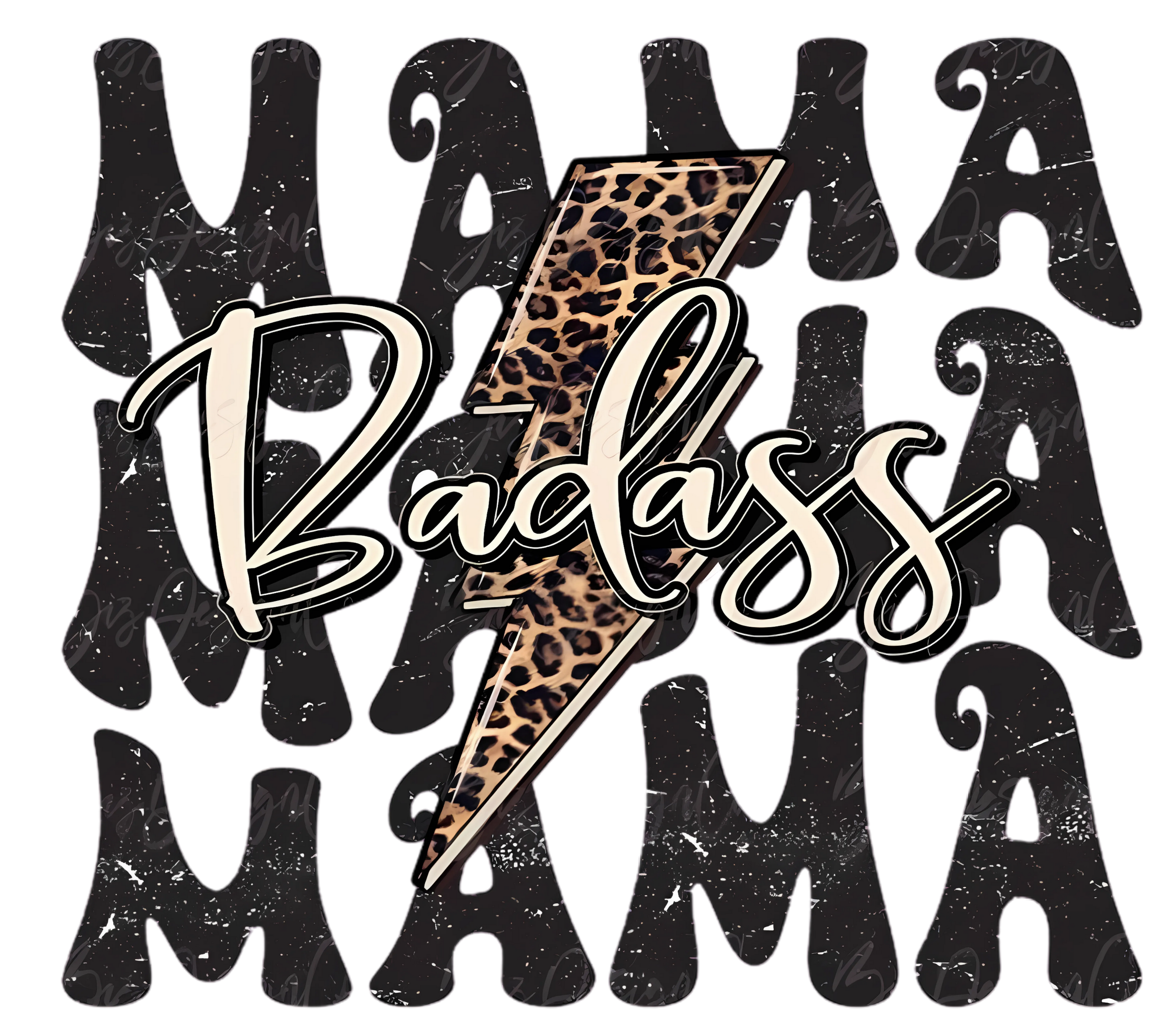 Mama Badass Lightning Tumbler - Leopard Print Rock Design