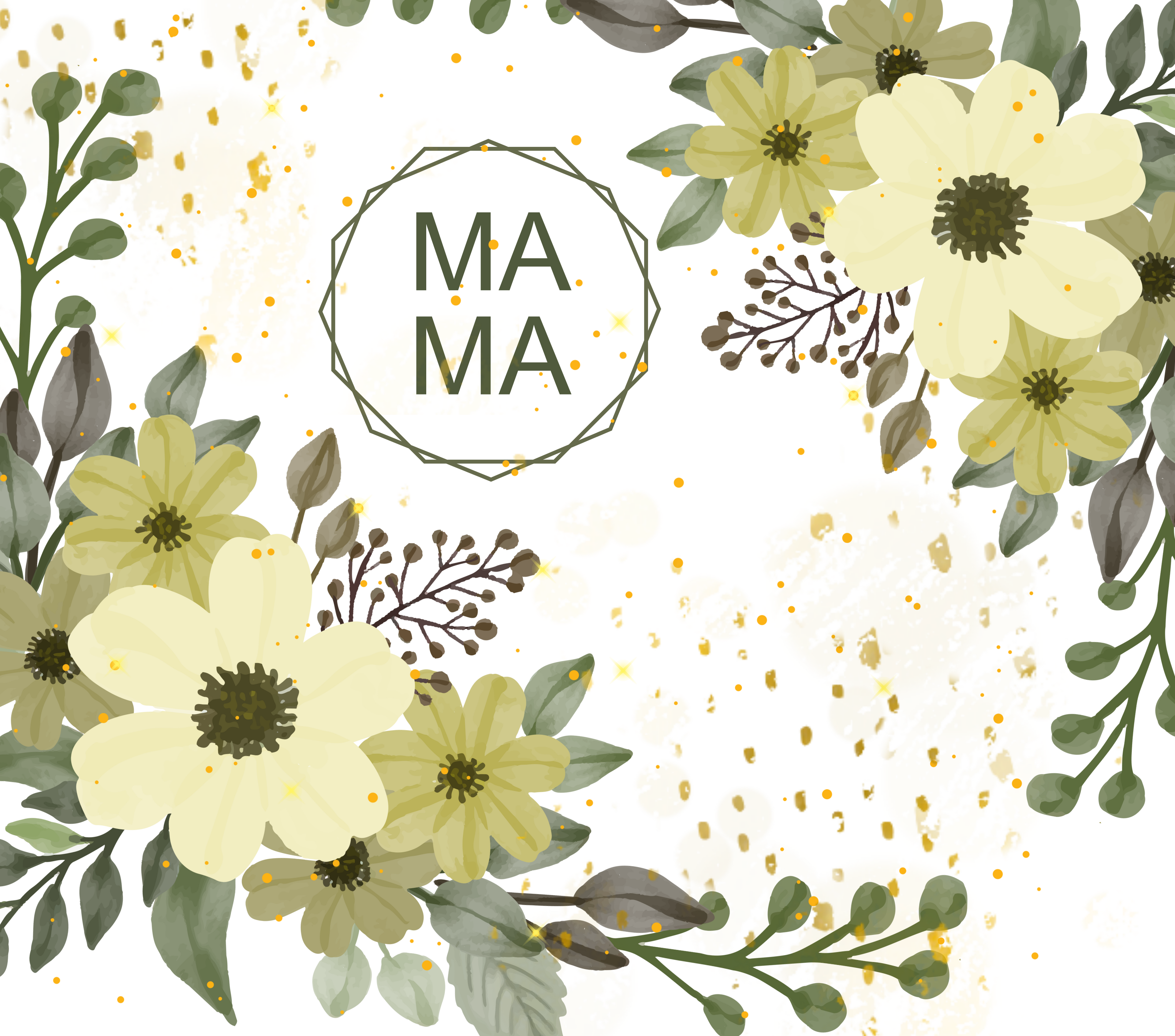 Mama Yellow Floral Tumbler - Soft Watercolor Garden Design