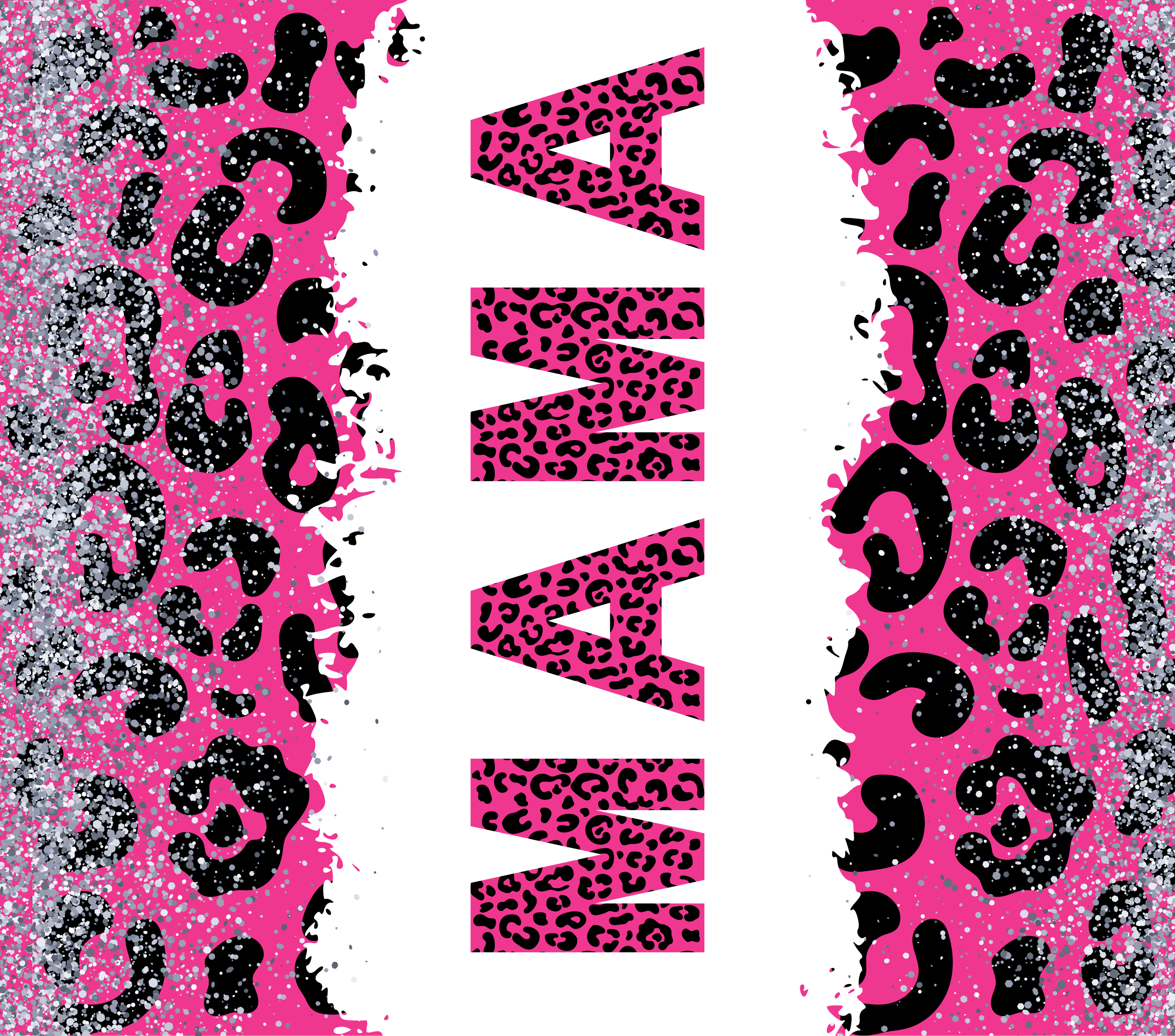 Mama Pink Leopard Glitter Tumbler - Vertical Sparkle Design