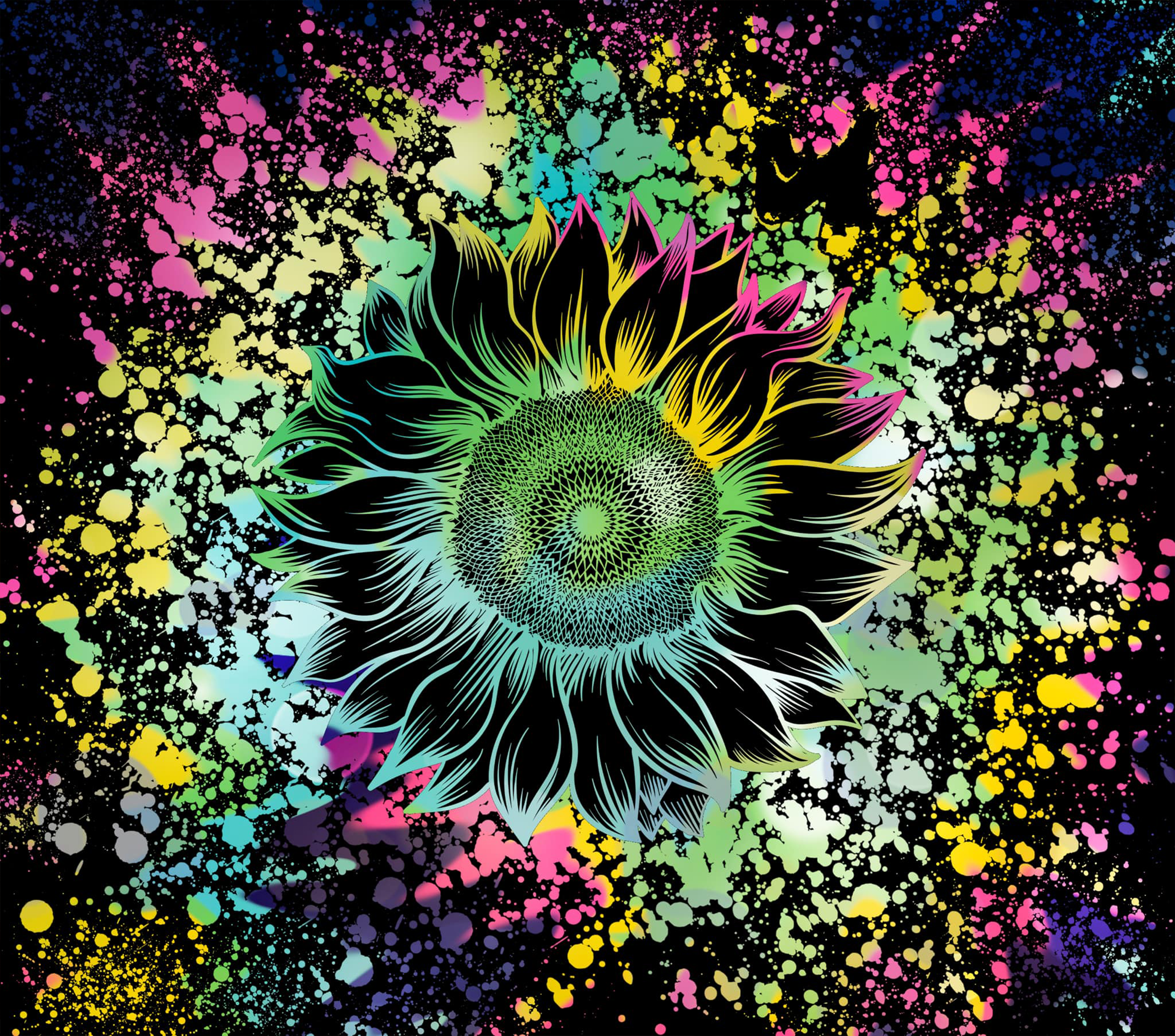 Rainbow Sunflower Paint Splash Tumbler