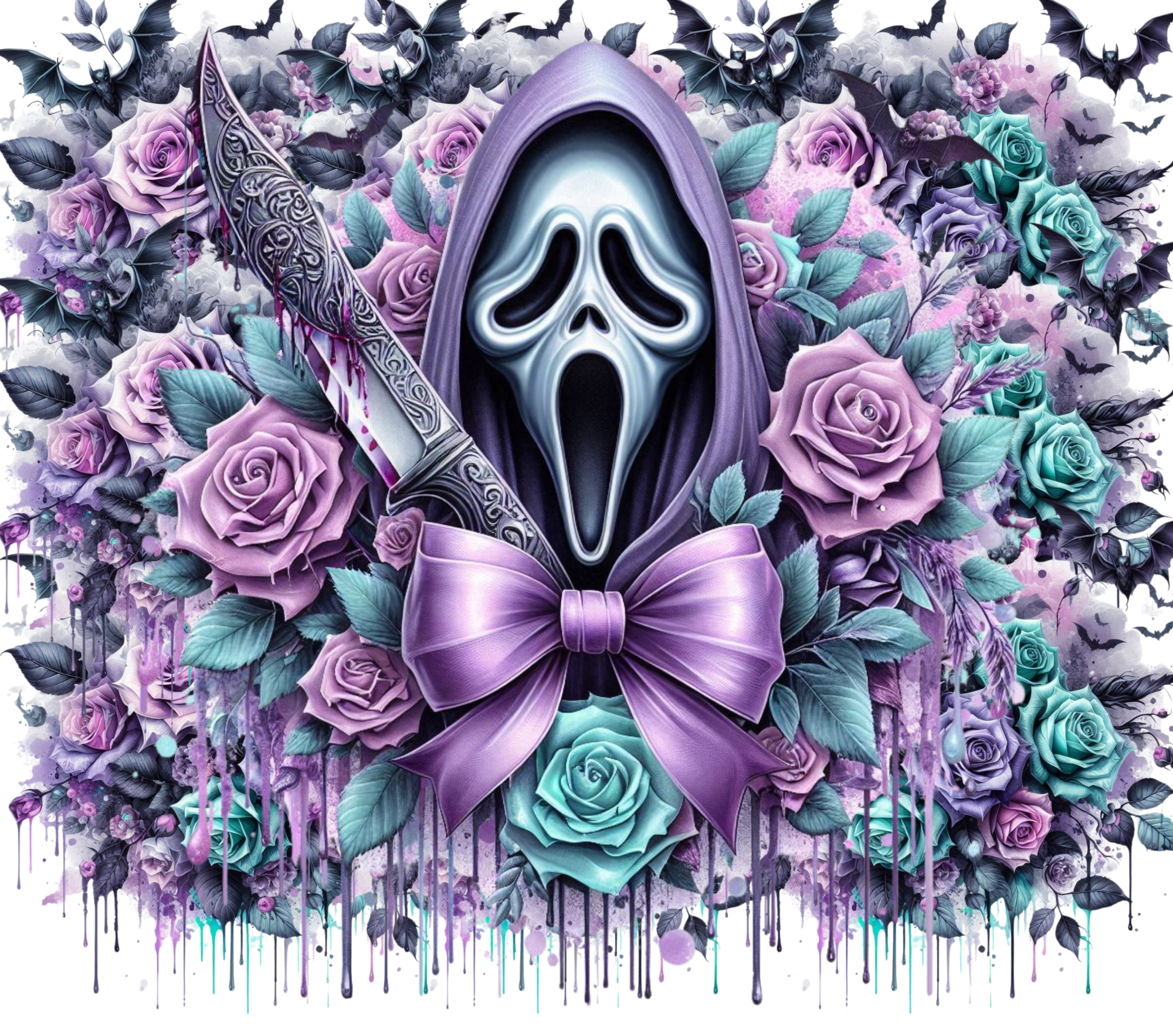 Ghostface Purple and Teal Roses
