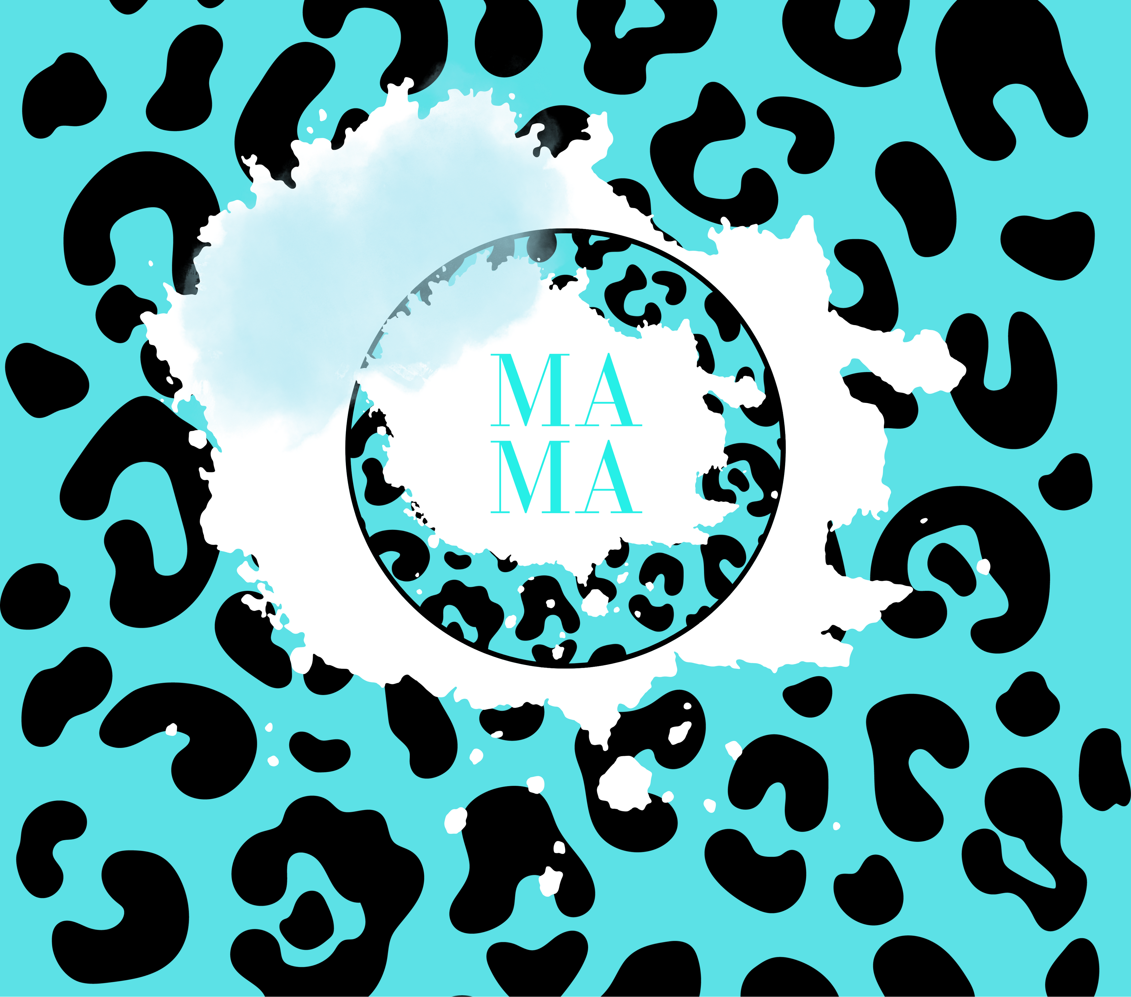 Mama Turquoise Leopard Circle Tumbler - Paint Splash Design