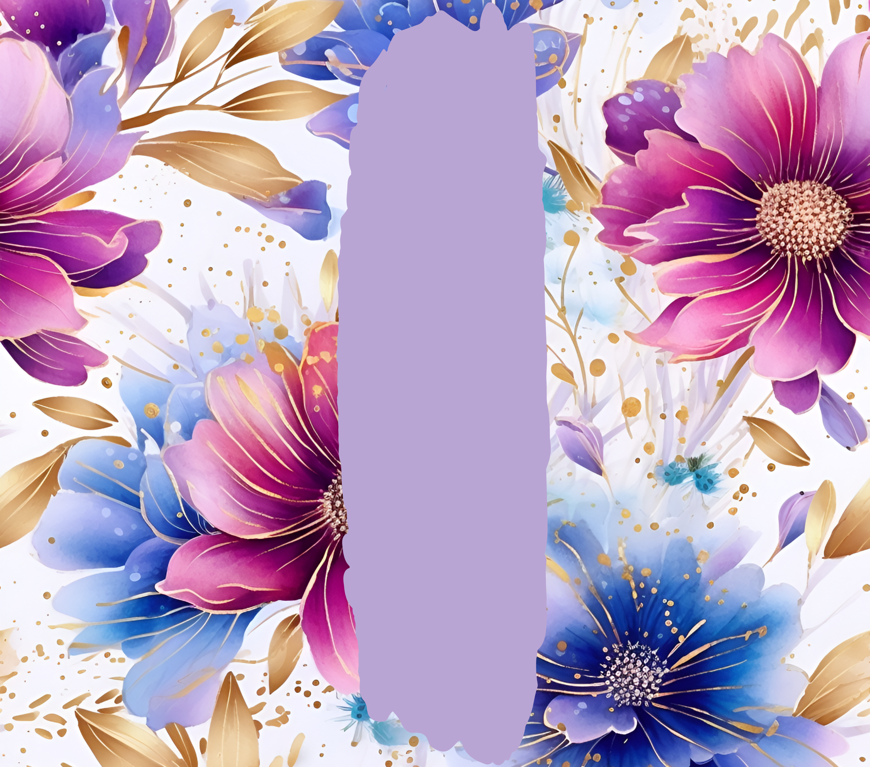 Purple Pink and Blue Flowers with Gold Accents - Customizable