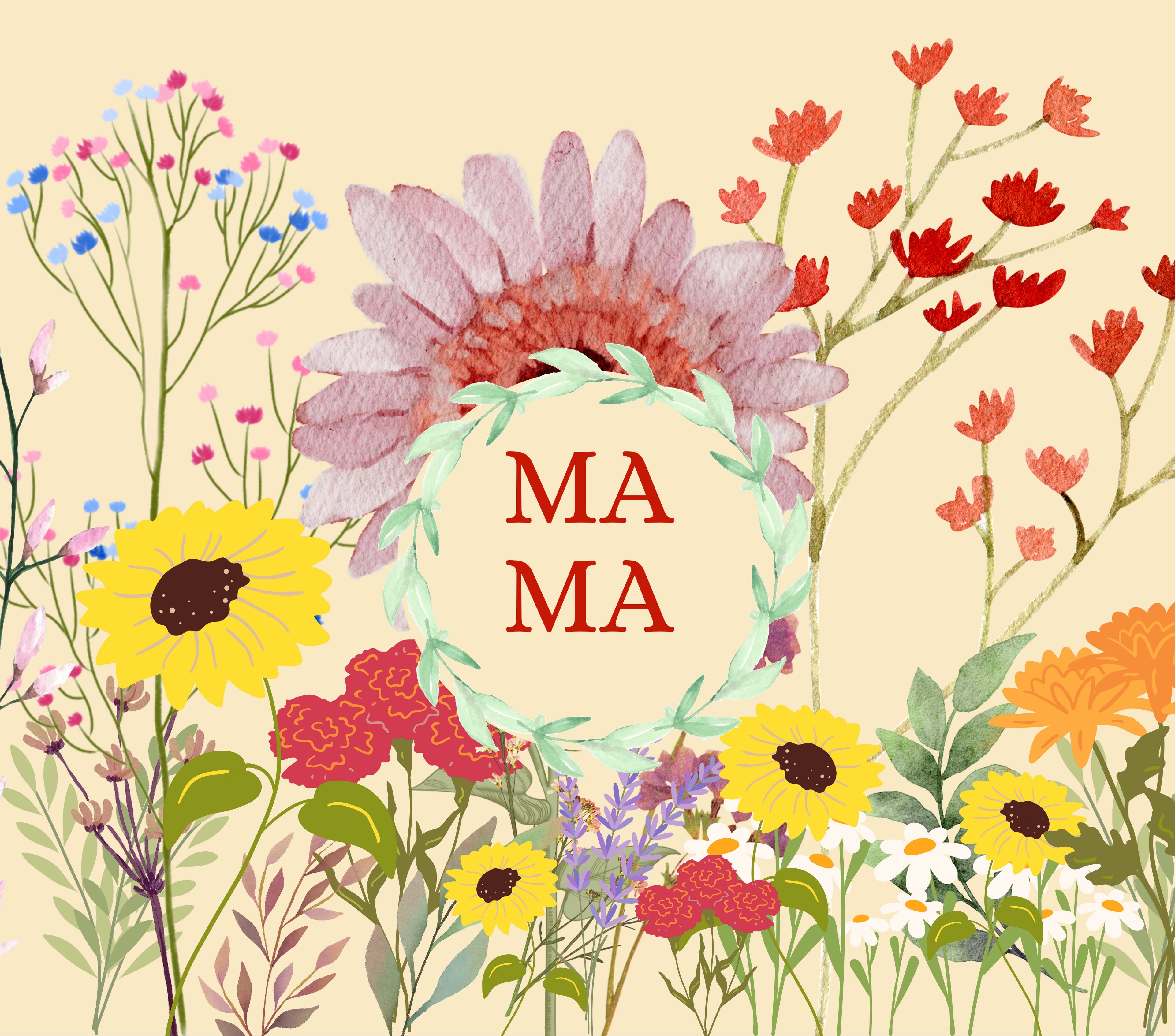 Mama Wildflower Garden Tumbler - Watercolor Meadow Design