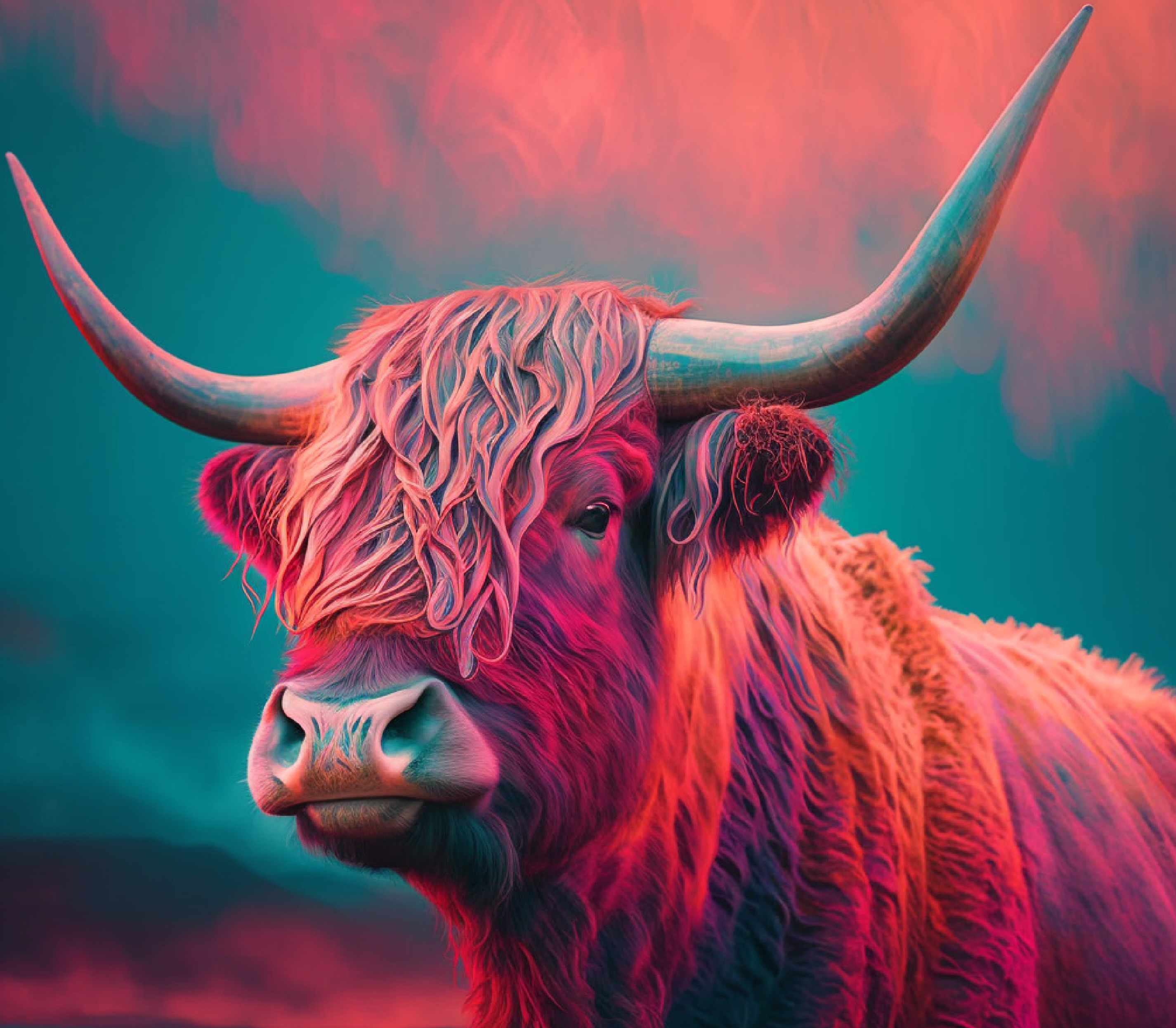 Highland Cow - Neon Dreams