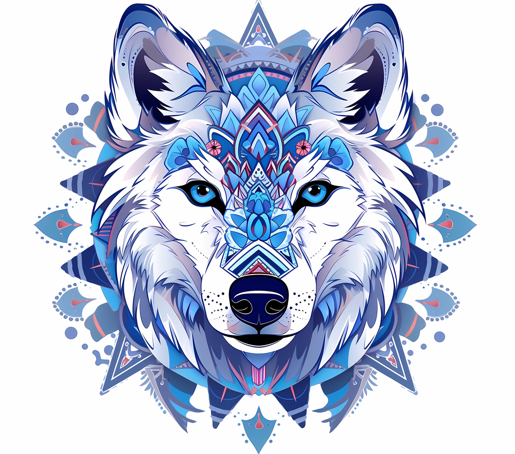 Ice Blue Wolf Sacred Mandala Tumbler
