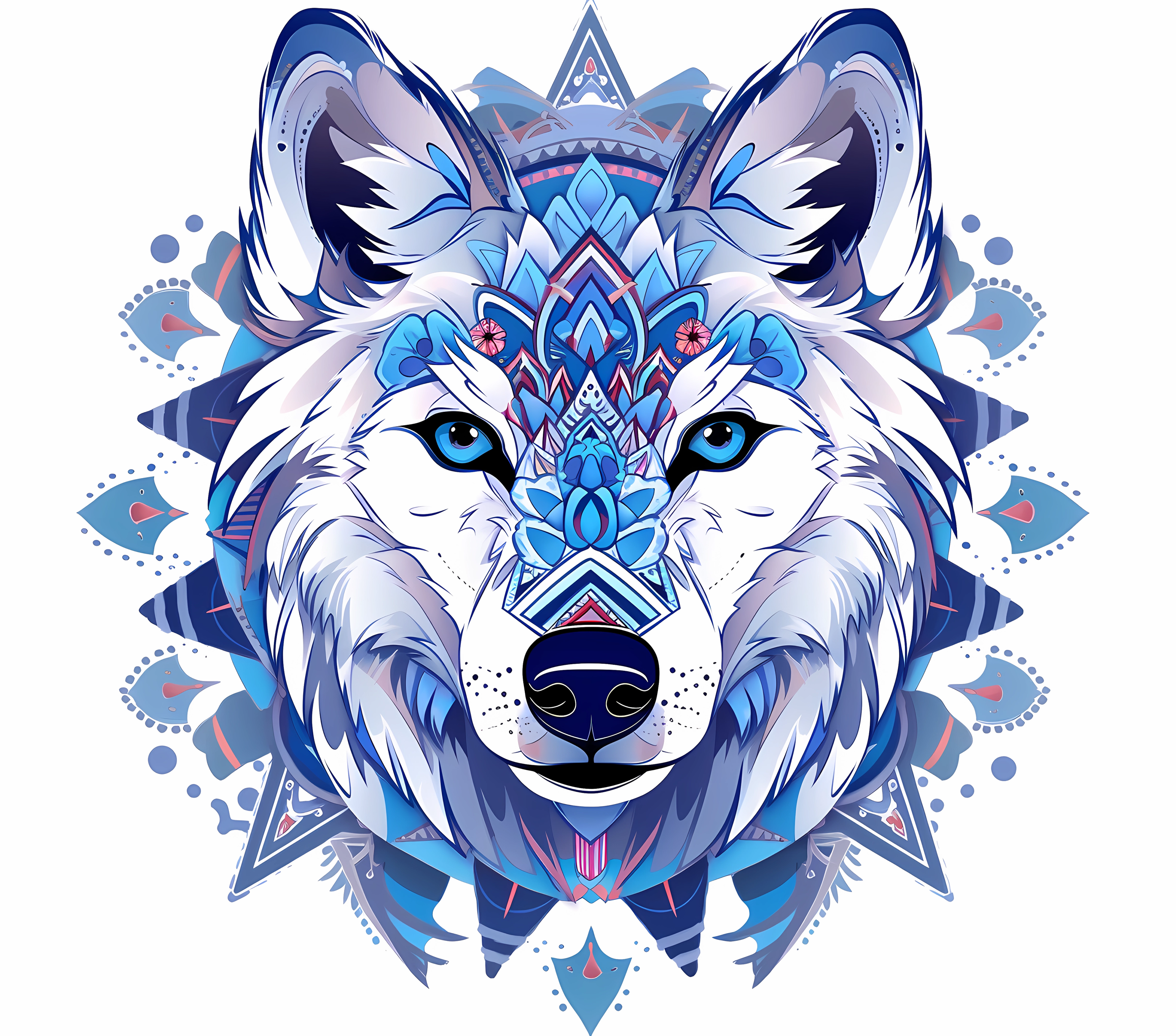 Ice Blue Wolf Sacred Mandala Tumbler