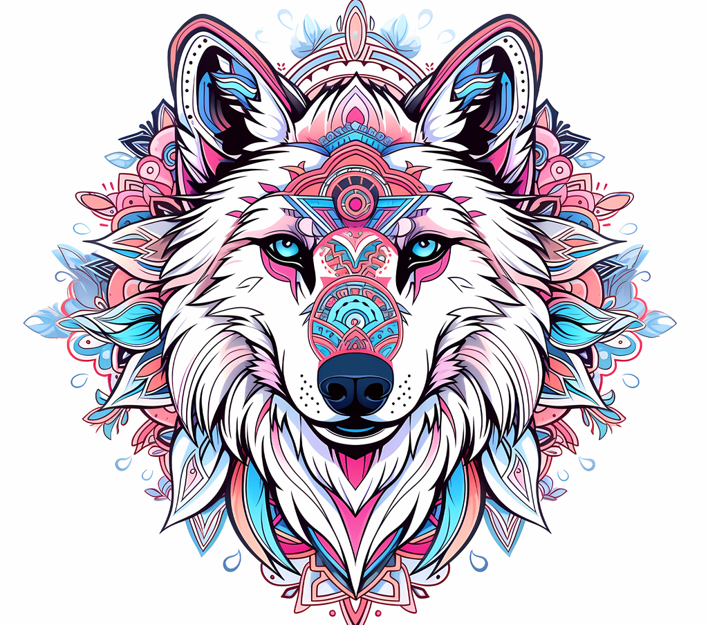 Pink Turquoise Wolf Mandala Tumbler