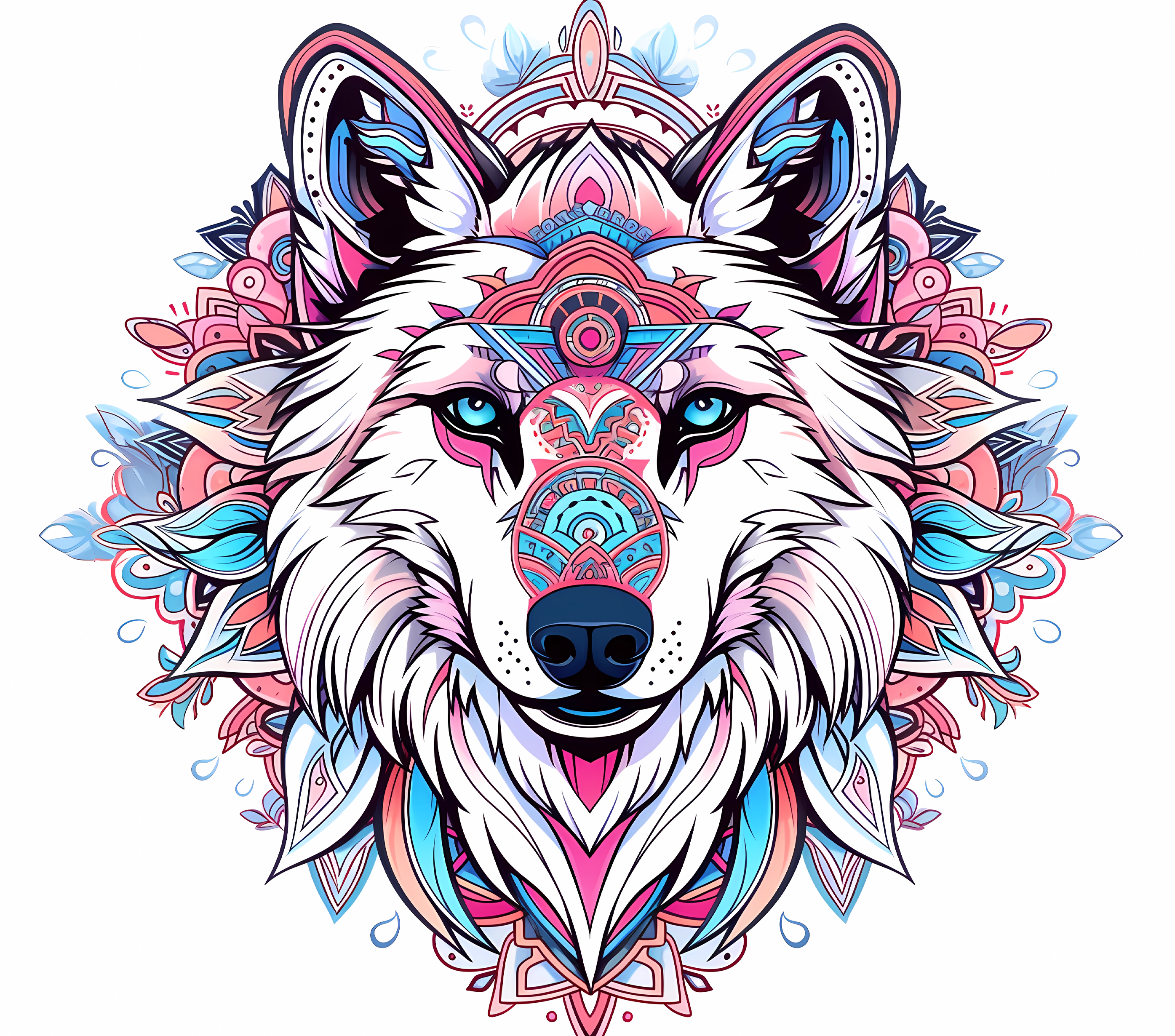 Pink Turquoise Wolf Mandala Tumbler