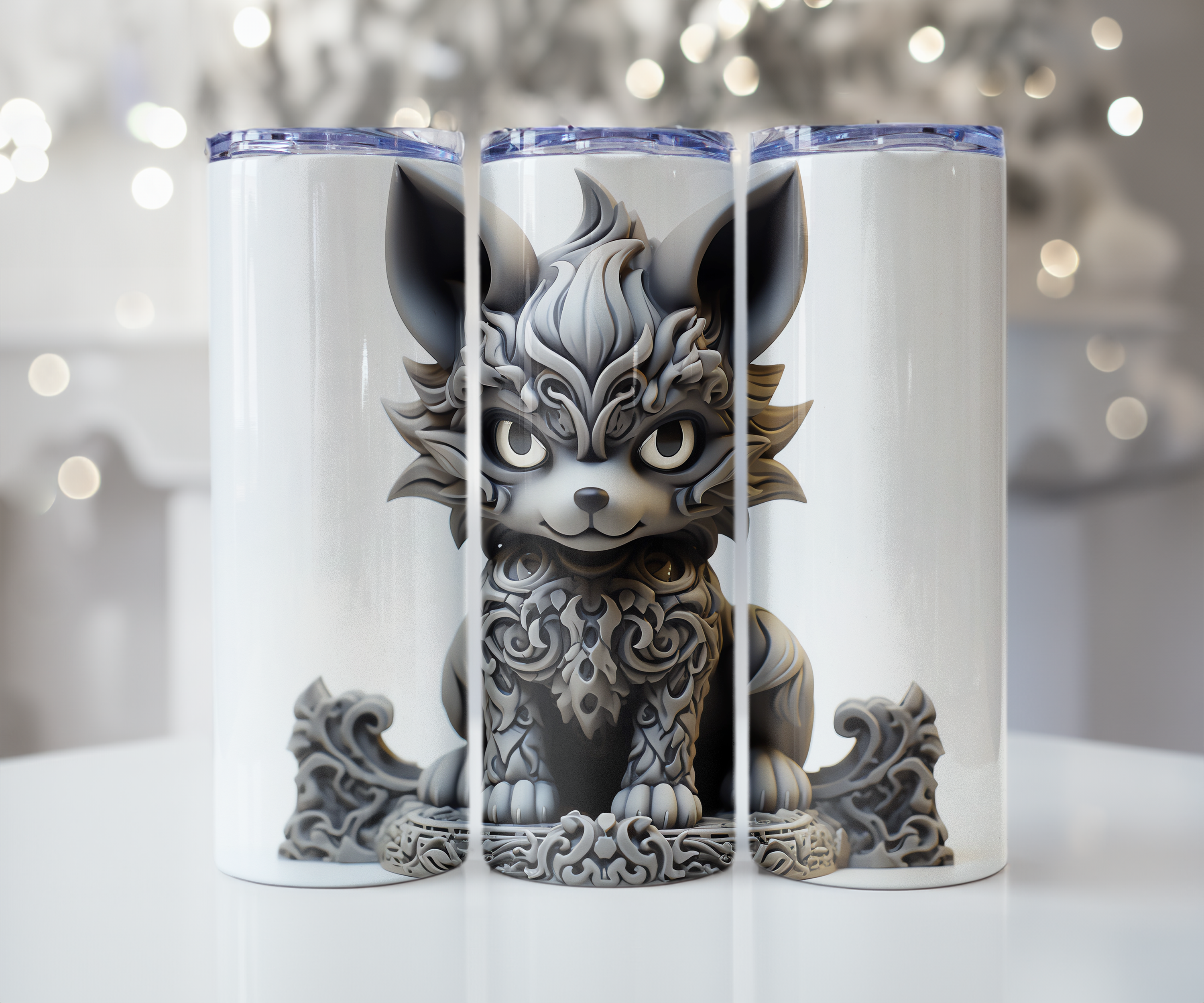 Ornate Chibi Wolf Guardian Tumbler
