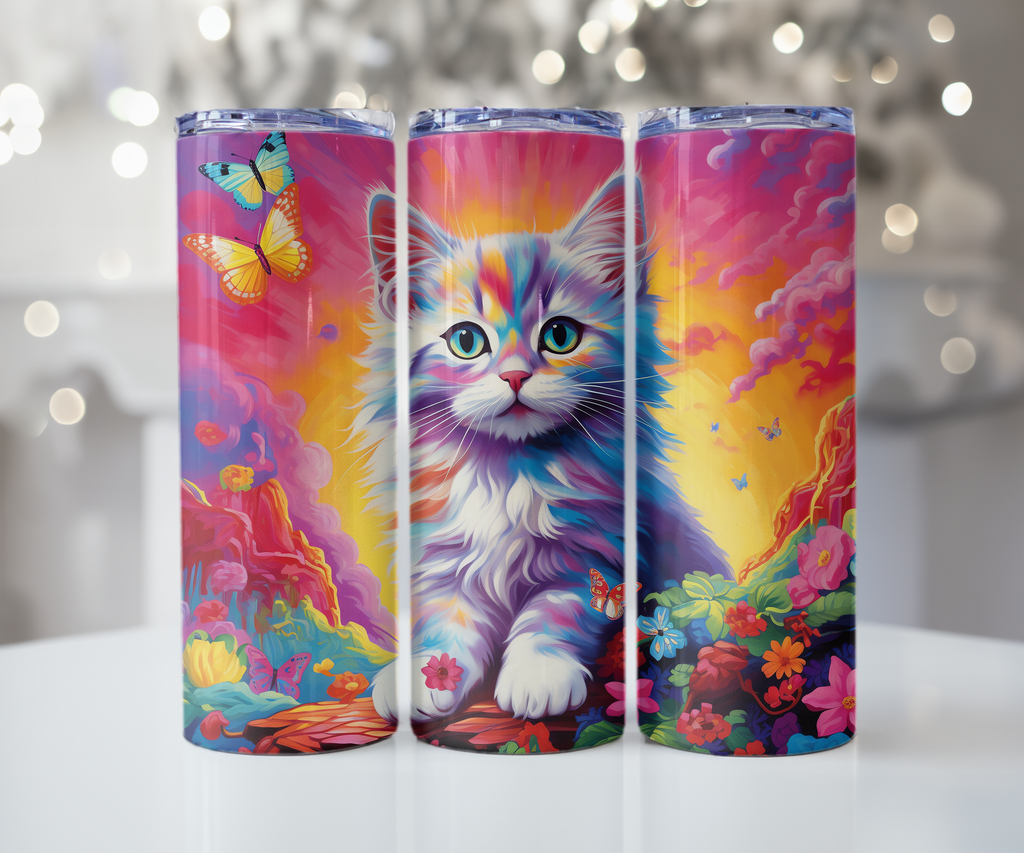 Rainbow Cat Psychedelic Garden Tumbler