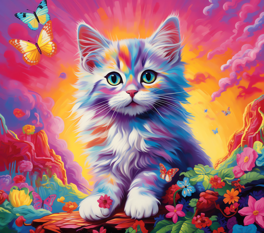 Rainbow Cat Psychedelic Garden Tumbler