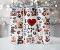 I Love Dogs Tumbler with Puppies and Roses