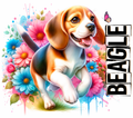 Beagle with Colorful Flowers