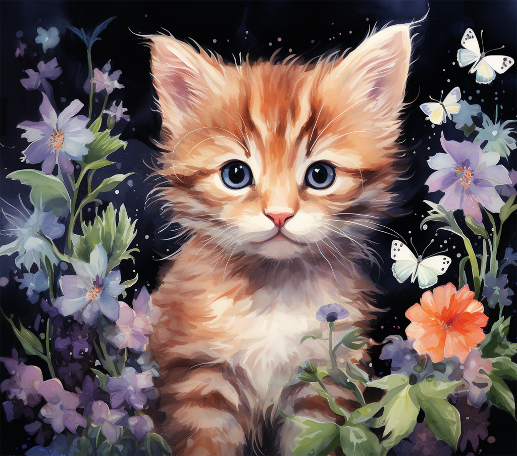 Orange Kitten Butterfly Garden