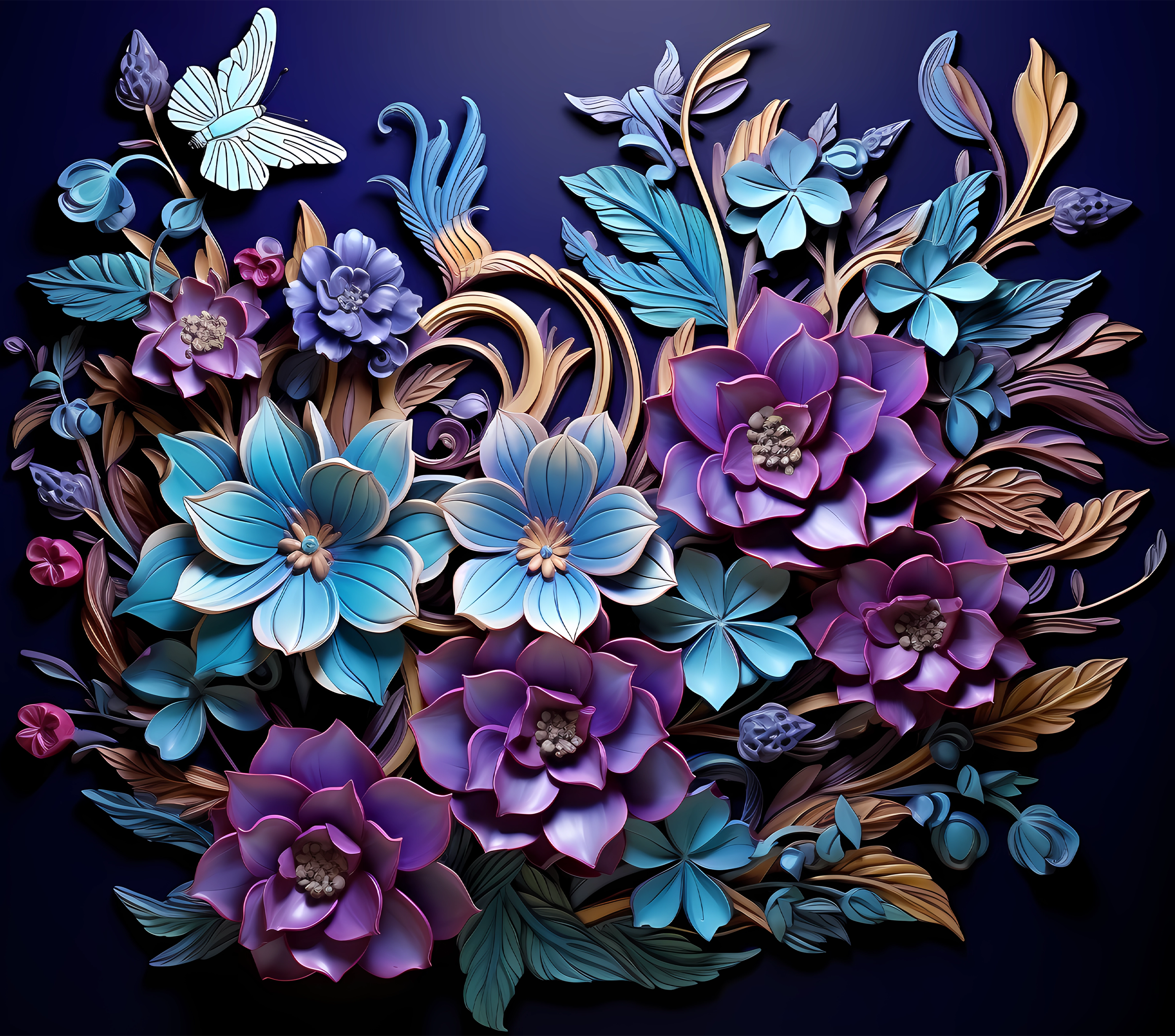 Teal Purple Garden Elegance Tumbler