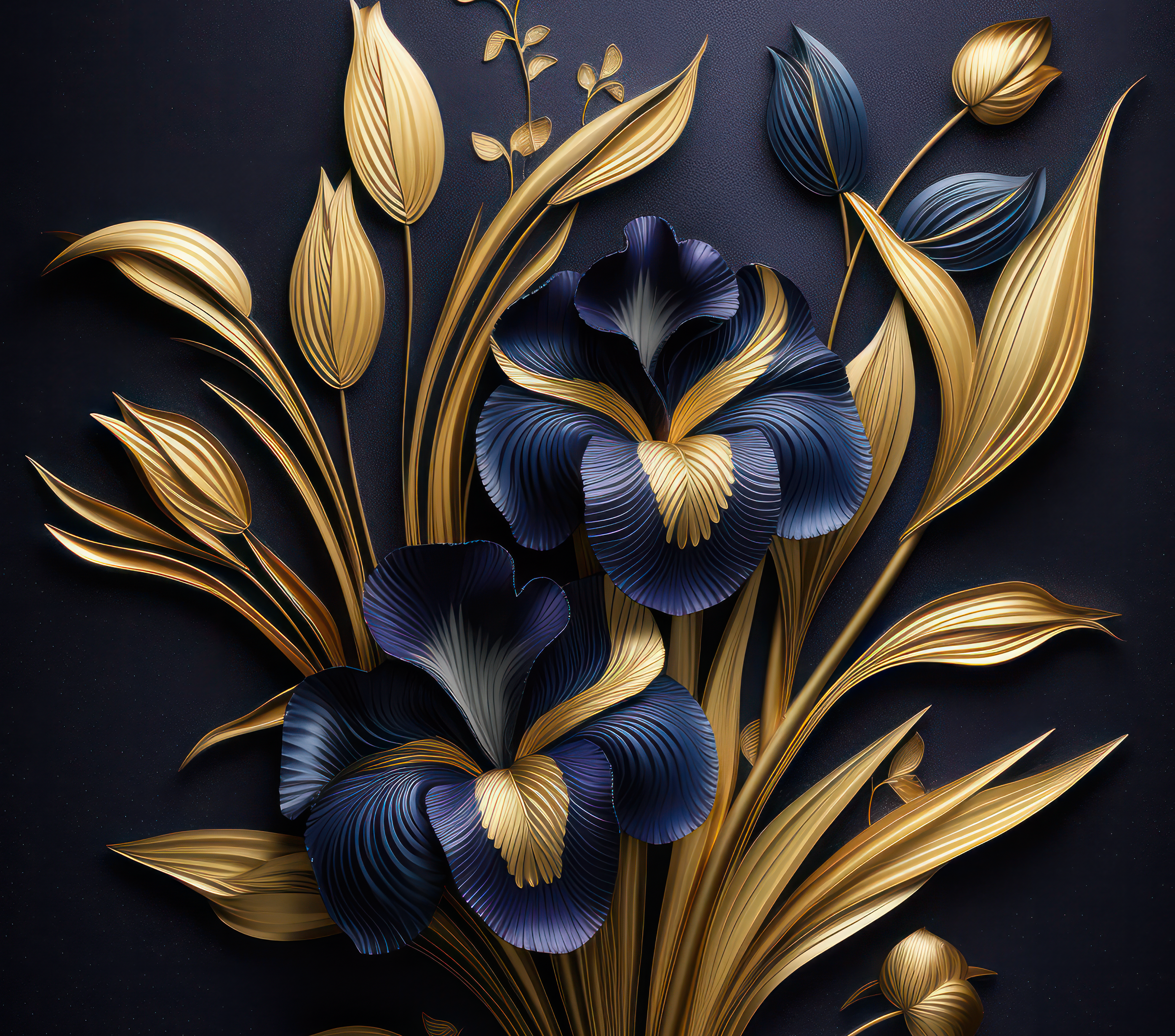 Navy Gold Iris Luxe Tumbler