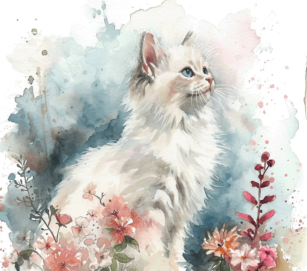 Angora Cat 1 Watercolor Garden Tumbler - 20oz Artistic Design