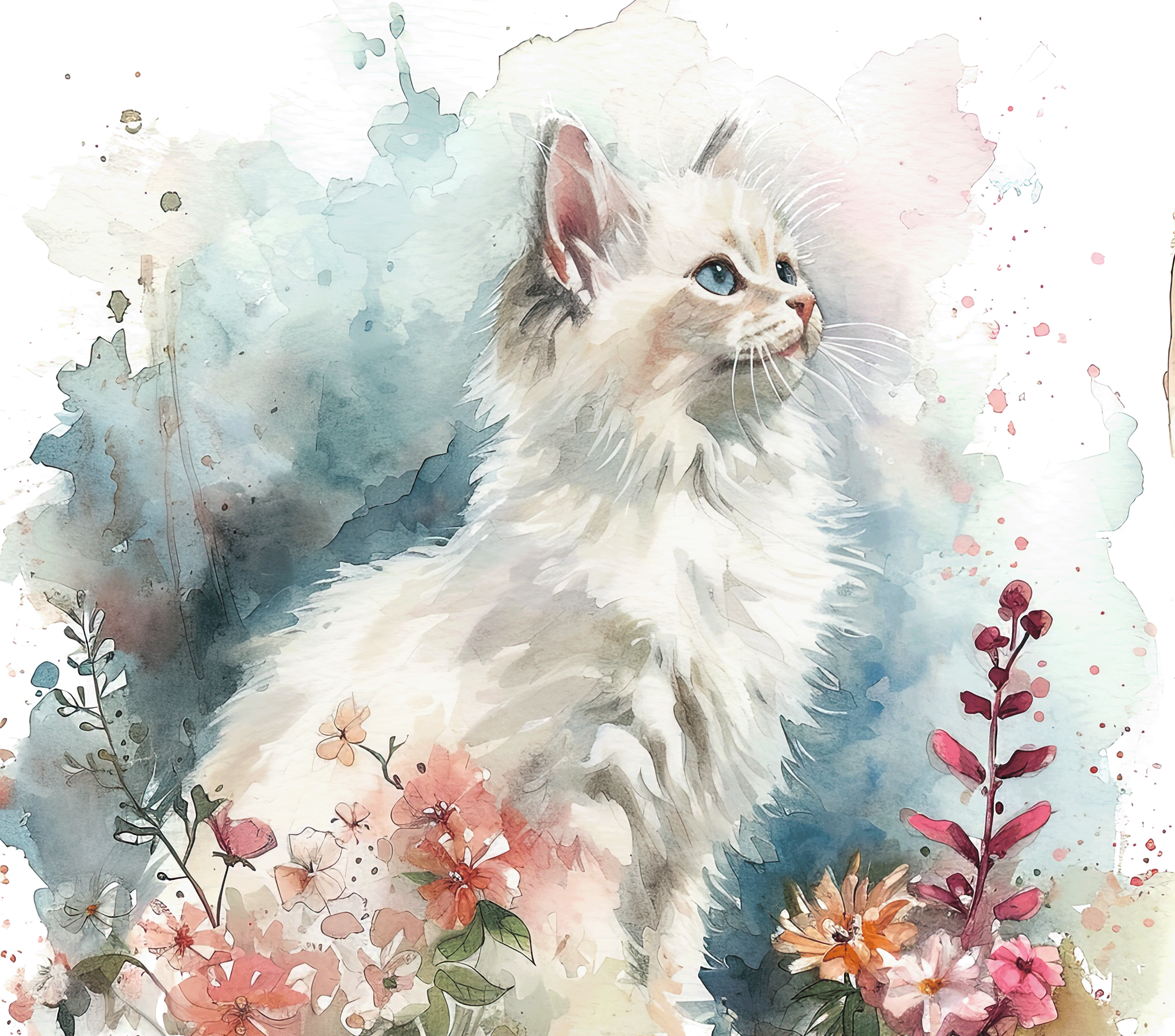 Angora Cat 1 Watercolor Garden Tumbler - 20oz Artistic Design