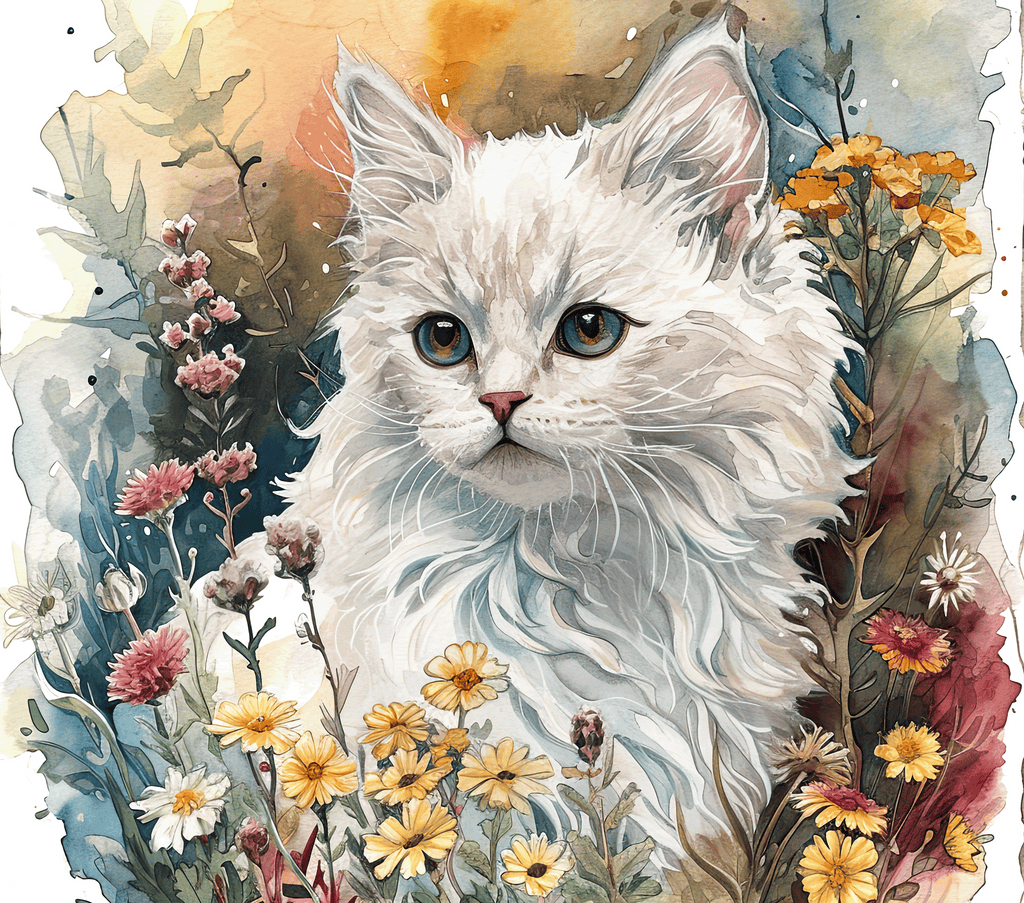 Angora Cat 2 Wildflower Meadow Watercolor Tumbler - 20oz Art