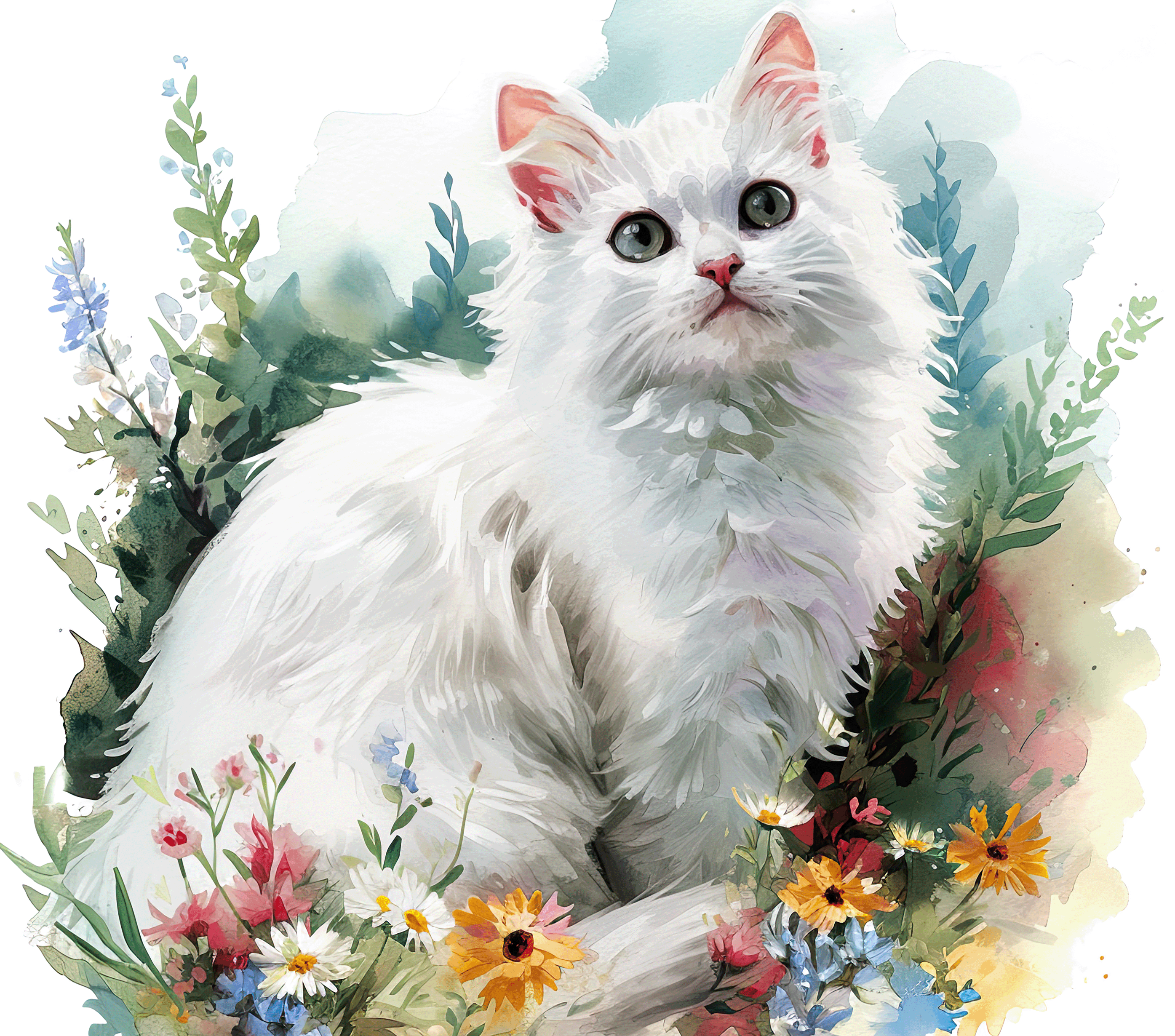 Angora Cat 4 Rainbow Garden Watercolor Tumbler - 20oz