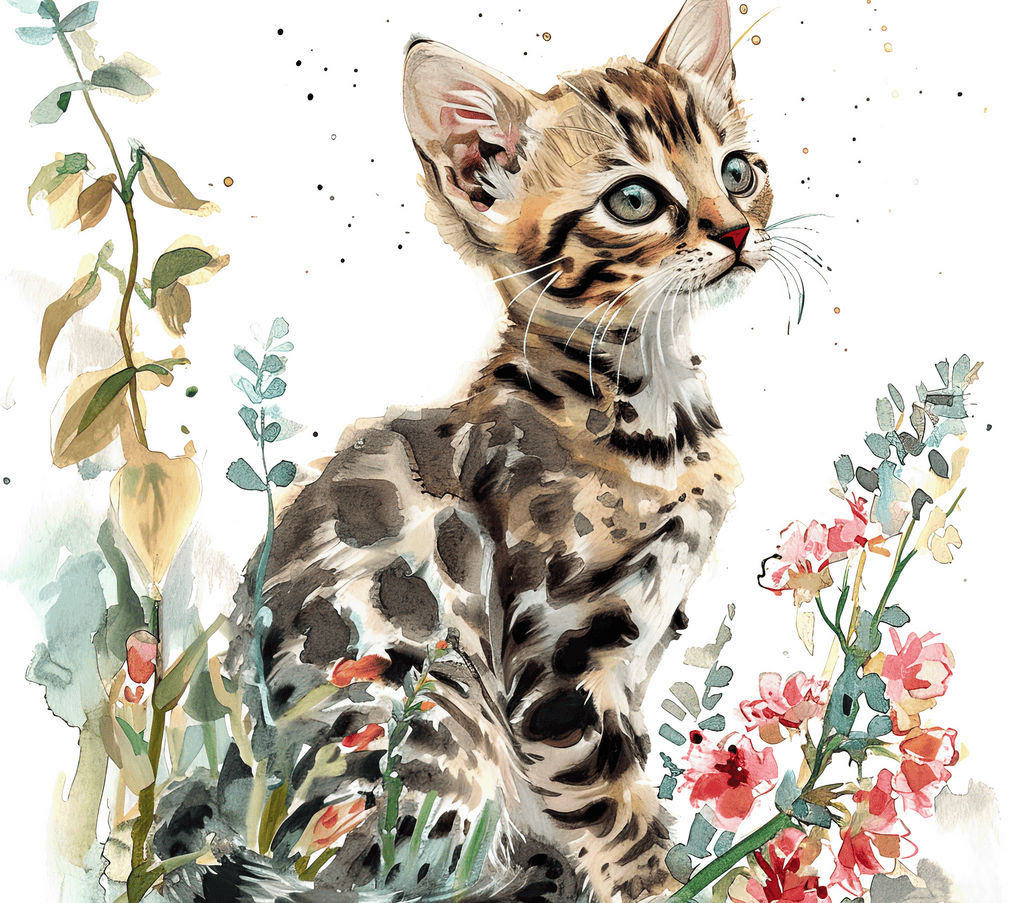Bengal Kitten 1 Botanical Garden Watercolor Tumbler - 20oz Art