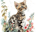 Bengal Kitten 1 Botanical Garden Watercolor Tumbler - 20oz Art