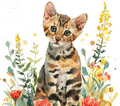 Bengal Kitten 2 Yellow Wildflowers Watercolor Tumbler - 20oz