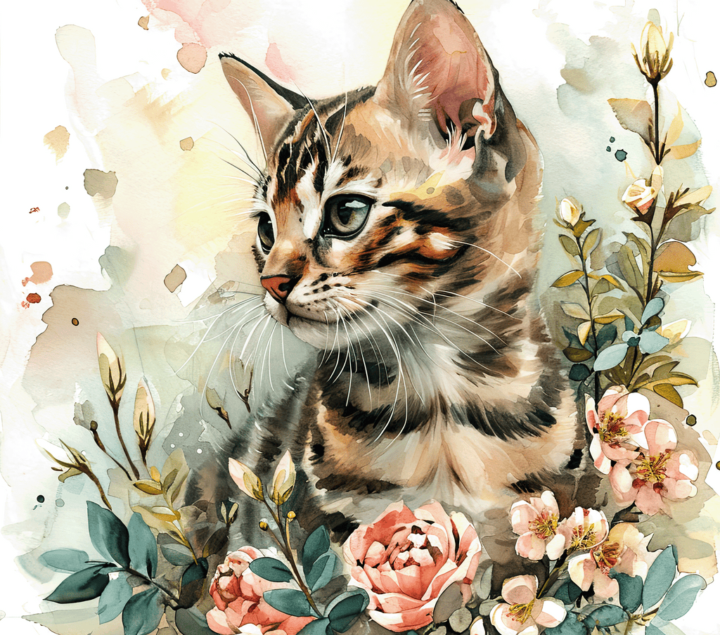 Bengal Kitten 4 Soft Botanicals Blush Roses Tumbler - 20oz Art