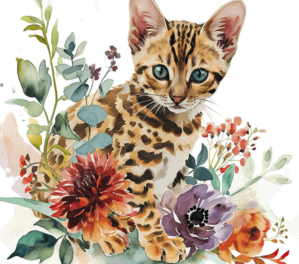 Bengal Kitten 5 Vibrant Autumn Flowers Watercolor Tumbler 20oz
