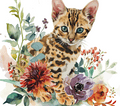 Bengal Kitten 5 Vibrant Autumn Flowers Watercolor Tumbler 20oz